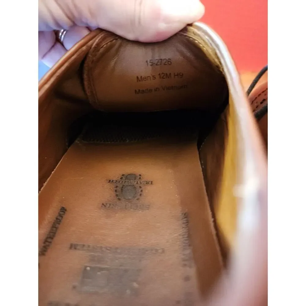 Johnston & Murphy Waterproof Brown Oxford Toe Cap Dress Shoes Size 12m